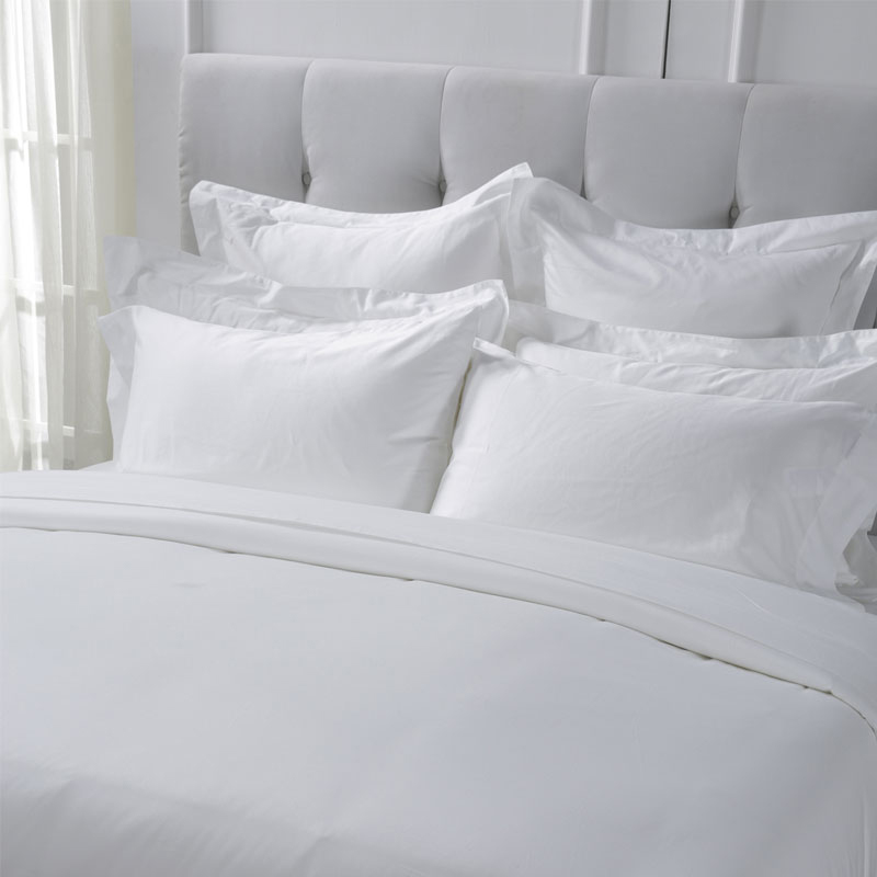 Čistá biela bavlna T330 Satin Plain Hotel Textile Linen Set