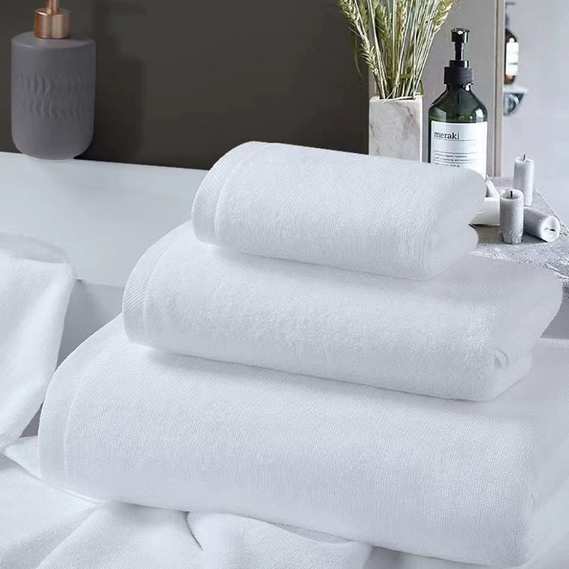 Čistá bavlna 32S Double Twist Plain Terry White Hotel uteráky