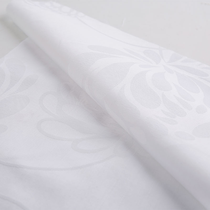 Bavlna Jacquard Flower White Hotel Bedding Fabrics